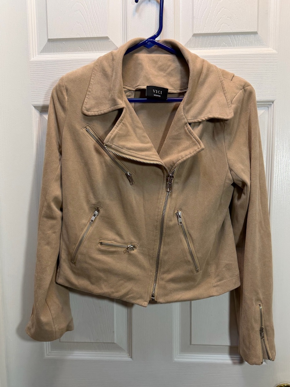 VICI Beige Suede-Look Moto Jacket